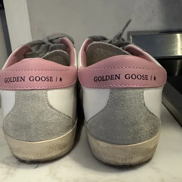 Golden Goose White and Pink Star Sneakers - Picture 6 of 10